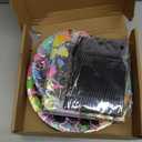 Avezano 96 PCS Neon Birthday Party Decorations Glow Neon Happy Birthday Plates Napkins Tableware Glow in the Dark Party Supplies, Serves 24