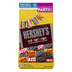 HERSHEY'S Miniatures Assorted Chocolate Candy Variety Pack, 30 oz | Assorted Milk Chocolate, Special Dark Chocolate, Krackel and Mr. Goodbar Miniatures, Individually Wrapped for Sharing, 30 oz (EXP 05/31/27)