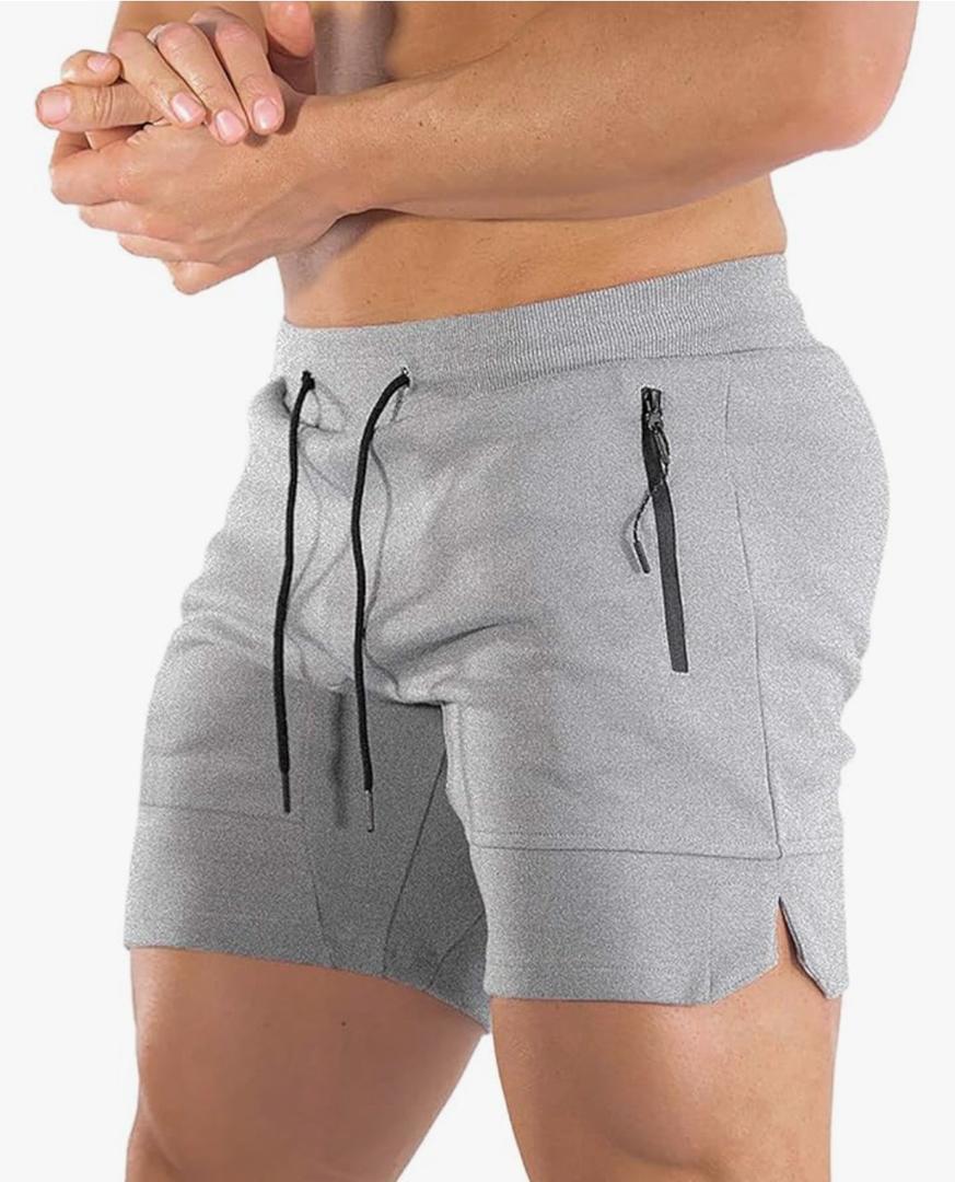 Men's 5" Gym Workout Shorts,Fitted Jogging Short Pants for Bodybuilding Running Training with Zipper Pockets Size L