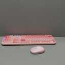 Wireless Keyboard Mouse, 104 Full Size Cute Colorful Keyboard and Mouse with Retro Typewriter for PC / Mac / Laptop / Tablet / Computer / Windows / Microsoft, Pink