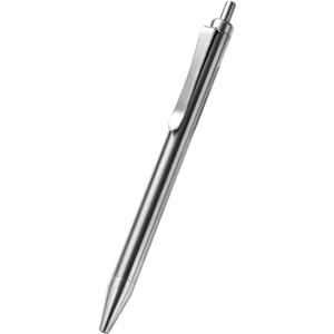 Hamans Titanium Ballpoint Pen 5.33 Push Pen Clip to Retract Refill Pocket Pen for Everyday Carry Compact Size (Silver)