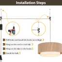 Plug in Pendant Light, 18 Rattan Plug in Chandelier with 15.7FT Light Cord, Hanging Light with Handwoven Hemp Rope Lampshade for Living Room Bedroom Kitchen