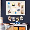 Emfogo Large Bulletin Board 23x18inch with Linen Rope Cork Boards Wall Decor Picture Framed Display Board Hanging Pin Board Vision Board Bulletin Cork Board for School Office Room Home Vintage White
