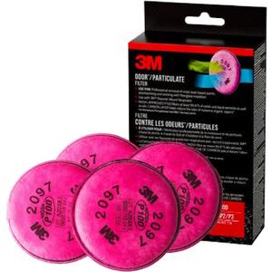 3M Performance P100 Particulate + Odor Filters, 2 pairs, NIOSH-APPROVED P100, 99.97% Filtration Efficiency Against Solids & Liquid Aerosols, For Use With 3M 6000, 6500 & 7500 Series (2097P2-DC)