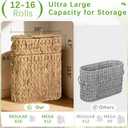 Livole 2-in-1 Toilet Paper Basket with Lid Water Hyacinth Toilet Paper Storage - 16 Regular Rolls or 12 Mega Rolls Large Natural Toilet Paper Organizer for Bathroom