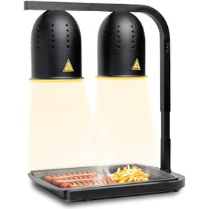 SYBO DL2112 Commercial Grade Food Heat Lamp, Portable Electric Food Warmer, 2-Bulb 500W with Free-Standing, Black