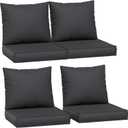 Amopatio Outdoor Chair Cushions 22.5"× 20.3" × 4", Set of 4 with Removable Cover, Waterproof & Fade Resistant seat Cushions for Patio Furniture, Black