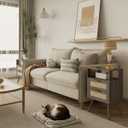 Rattan Nightstand with Charging Station,Modern Bedside Table with 2 Storage Drawer and Open Wood Shelf, for Bedroom and Small Spaces,Night Stand with Solid Wood Legs (Grey Oak)