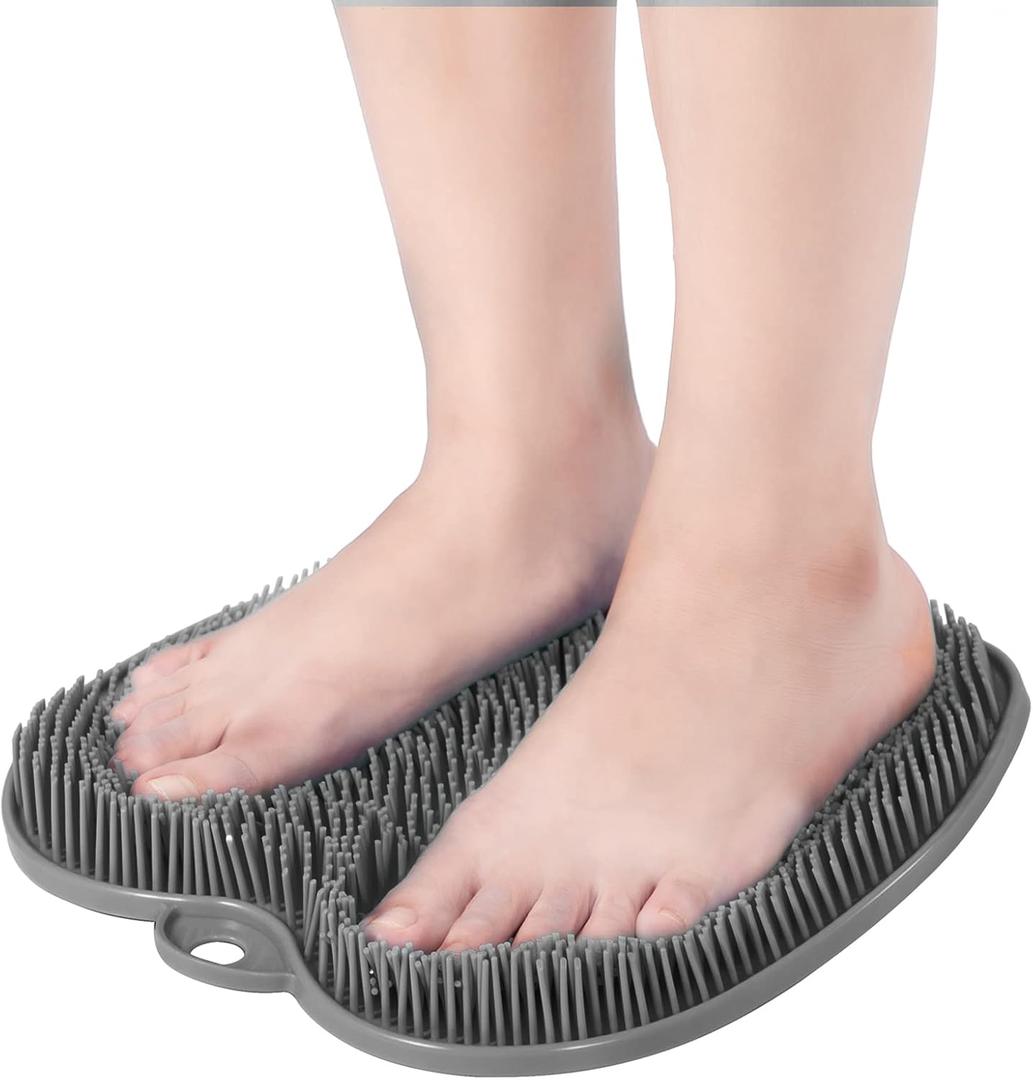HONYIN Foot Scrubber for Use in Shower, XL Size Larger Shower Foot Scrubber Mat with Non-Slip Suction Cups- Cleans, Exfoliates & Massages Your Feet, Improve Circulation & Soothe Achy Feet (Gray)