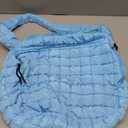 Quilted Puffer Tote Bag Purse Puffy Crossbody Shoulder Bag,Lightweight Nylon Hobo Bag Puffer Carryall Bag for Women Girl (Large, Blue)