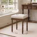 LUE BONA Vintage Vanity Chair with Spindle Solid Rubberwood Legs, 12.4"D x 16.3"W x 18.9"H