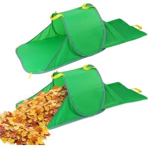 2 Pack Leaf Collector Bags with Dustpan Design, Portable Pop Up Lawn and Leaf Bags, Reusable Yard Garden Waste Bag with Handle for Leaves Lawn Trash