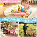 2026 Upgraded Water Table for Toddlers 1-3, Outdoor Water Play Table for Kids Ages 4-8 with Pump, Toddler Water Table, Play Sink with Running Water, Kitchen Sink Toy, Fishing Game, Sensory Table, Pink