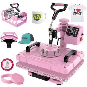 Slendor 5 in 1 Heat Press Machine 12x15 Inch T-Shirt Pressing Machine 360 Swing Away Sublimation Heat Press Digital Heat Transfer with 11OZ Tumbler Press, Multifunction Combo for Hat Cap Mug Plate