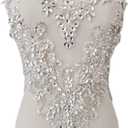 Handmade Rhinestones lace Applique handsewing Beads Sequins Trimming Patches for Dress Clothing Accessories More Colour (Silver)
