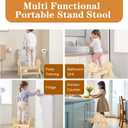 Wooden Toddler Step Stool, 2-Step Foldable Stool for Kids with Non-Slip Surface, Baby Bathroom Stool for Potty Training, Bathroom Sink, Kitchen Counter with Cute Mushroom Design, Natural