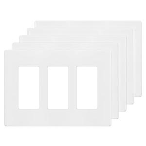 ENERLITES Screwless Decorator Wall Plate Child Safe Cover, Size 3-Gang 4.68" H x 6.53" L, Unbreakable Polycarbonate Thermoplastic, SI8833-W-5PCS, Glossy, White (5 Pack)