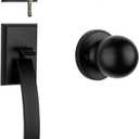 Haidms Front Door Lock Set, Black Front Door Handle and Deadbolt Set, Entry Door Locksets with Deadbolt Single Cylinder, Exterior Door Handle Set