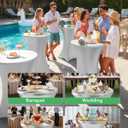 Cocktail High Top Table Covers - 32x43 Inch Fitted Spandex Round Cocktail Tablecloth for Bar Height Standing Table Cloths Reusable, for Party Wedding Banquet Event Decorations, Shiny White, 8 Pack