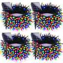 4pk Multi-Colored Solar Christmas Lights Outdoor Waterproof, 400 LED 132 FT Solar Powered LED String Lights Green Wire with 8 Modes, Solar Fairy Lights for Xmas Tree Party Wedding Garden Decorations