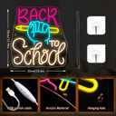 LUCUNSTAR Back to School Neon Sign Neon Signs for Wall Decor School Classroom Decor Neon Book Light Sign for Classroom with Dimmable Switches for Classroom Decor