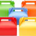 UnicoPak 30 Pack Rainbow Party Favor Boxes Gable Treat Boxes Colorful Goodie Boxes for Candy Goody Cookie Happy Meal, 6.5x3.5x4 Inches
