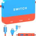 2 in 1 Switch TV Docking Station and Capture Card for Nintendo Switch, 1080P 60FPS, Recommended Uses for Switch/PC/Mac/iPad/Steam/OBS (Red and blue)