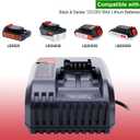 BDCAC202B 2.0A Charger Compatible with Black & Decker 12V MAX and 20V Battery LBXR20 LBXR2020 LBX4020 LBX20 LBD1520S, Compatible with Black and Decker 20V MAX Lithium Battery Charger Replacement