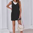 MAOECO Womens Fashion Overalls Denim Dress Loose Casual Sleeveless Mini Pinafore Jean Romper Summer 2025 Outfits High Roller Skirtall Black L