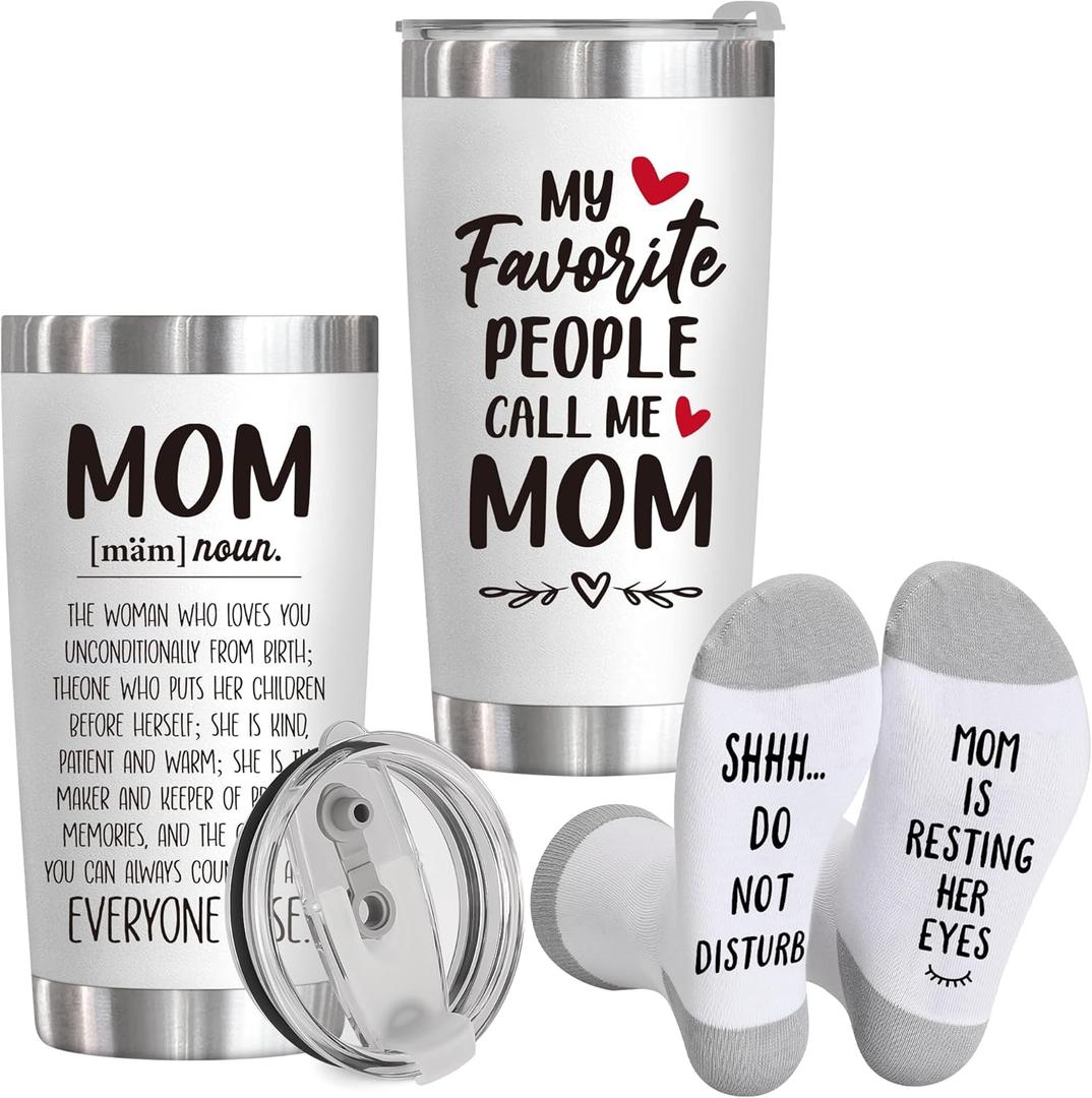 Mom Gifts for Mothers Day,Easter,Birthday,Best Mom Ever Gifts from Daughter Son,Funny Socks + 20 Oz Insulated Tumbler Cup,Perfect New Bonus Step Mom Mama Women Gift Ideas