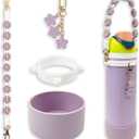 Silicone Boot Set for Owala Water Bottle 24 oz, 32 oz, 40 oz - Includes Anti-Slip Sleeve & Water Bottle Handle Strap, Perfect Owala Accessories, Fits Owala Tumbler, Owala FreeSip, Owala Candy Coated (Purple)