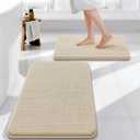 OLANLY Bathroom Rugs Sets 2 Piece, Soft Absorbent Memory Foam Bath Rug Set, Non-Slip, Quick Dry, Machine Washable Bath Mats for Bathroom, Home Decor Accessories (30"x20"+24"x16", Beige)