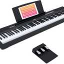 AODSK 88 Key Weighted Keyboard Digital Piano,Grade Hammer Action Keyboard for Beginner Portable Electric Piano, Black (Three-pedal)
