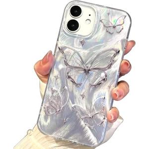 I-MGAE-IN-AR Compact Case for iPhone 11 Shiny Silver Butterfly Design,Cute Trendy Soft Slim TPU Shockproof Protective Phone Cases Cover for Women Girls Aesthetic Glitter