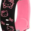 Cute Cat Engraved Band Compatible with Apple Watch Bands for Women 40/38/41/42/46/45/44/49mm, Funny Cartoon Pattern Soft Silicone Sport Strap for iWatch Series 11 10 9 8 7 6 5 4 SE/Ultra 3 2 1 (Black/Rose Pink)