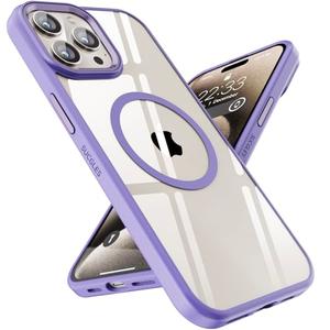 SUCGLES for iPhone 15 Pro Case with MagSafe, N56 Strong Magnet, 12FT Drop Protection, Anti-Yellowing, Magnetic Slim Phone Case for Apple 15 Pro (Lavender)