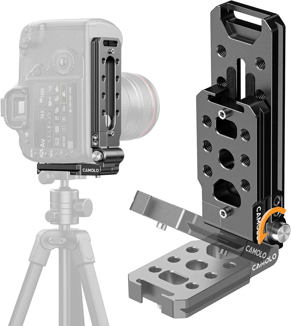 Foldable DSLR Camera L Bracket - Arca Base Universal Vertical Camera Mount Horizontal Switching Tripod Quick Release Plate Compatible with Canon Nikon Sony Fujifilm DJI Ronin Osmo Stabilizer Monopod