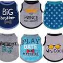 Sadnyy 6 Pack Winter Dog Shirt Boy Pet Clothes Doggy Tee Tank Top Kitten Shirts with Letters for Small Medium Dogs Cats Soft Cozy Chihuahua Vest Apparel for Dog Cat Puppy(X-Small)