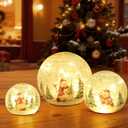 Christmas Snowman Globe with LED Lights, Christmas Decorations Indoor, Lighted Crackle Glass Globes, Battery Operated Xmas Globe Decor for Tabletop Home Party Centerpiece (Mix Set)