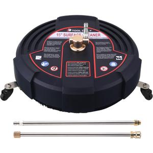 Tool Daily 15 Inch Pressure Washer Surface Cleaner with 3 Wheels, 2 Extension Wands, Surface Cleaner for Pressure Washer Attachment for Concrete, Driveway, Sidewalk, Patio, 3600 PSI