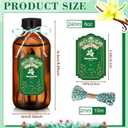 Uiifan 12 Pack Amber Glass Bottles Boston Round Sample Bottles Glass jars with Lids Dark Vanilla Extract and 12 Pcs Christmas Green Snowflakes Stickers for Gift Beans(8 oz)