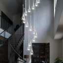 Ykolupty Modern Crystal Chandeliers LED Dimmable Stairwell Chandelier Silver Teardrop Chandelier Large Pendant Light for Entryway Foyer Living Room