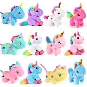 Golray 12Pcs Mini Unicorn Plush Stuffed Animals, Unicorn Party Favors Keychains for Girls Birthday, Easter Basket Stuffers, Easter Egg Fillers, Classroom Rewards Carnival Prizes Goodie Bag Stuffers