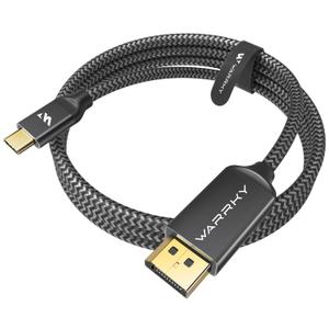 Warrky USB C to DisplayPort Cable for Office and Gaming (8K 60Hz, 4K 240/144Hz) Aluminum Type-C to Display Port Cord [Thunderbolt 3/4 Compatible] for MacBook Pro/Air, iPhone 15 Series -10ft (Grey)