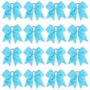 16PCS 8" Large Cheer Hair Bows Ponytail Holder Elastic Band Handmade for Cheerleading Teen Girls College Sports (Sky Blue, 1 Count (Pack of 16))