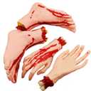 XONOR Halloween Severed Hands Feet Set Scary Bloody Broken Body Parts Halloween Props Decorations, 4 Pieces(Feet & Hands) (Skin Color)