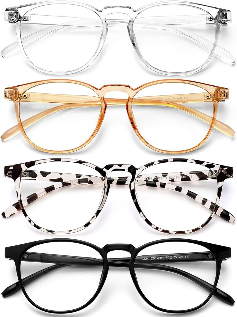 Blue Light Blocking Glasses for Women/Men - 4-Pack Computer Reading/Gaming/TV/Phone Glasses, Anti-Glare
