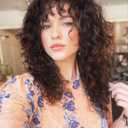 LONAI 23 Inch Brown Curly Wig with Bangs WIG006 Long Vintage Hairstyle with Curly Fringe Synthetic Wig for Women Daily Use Party-Brown