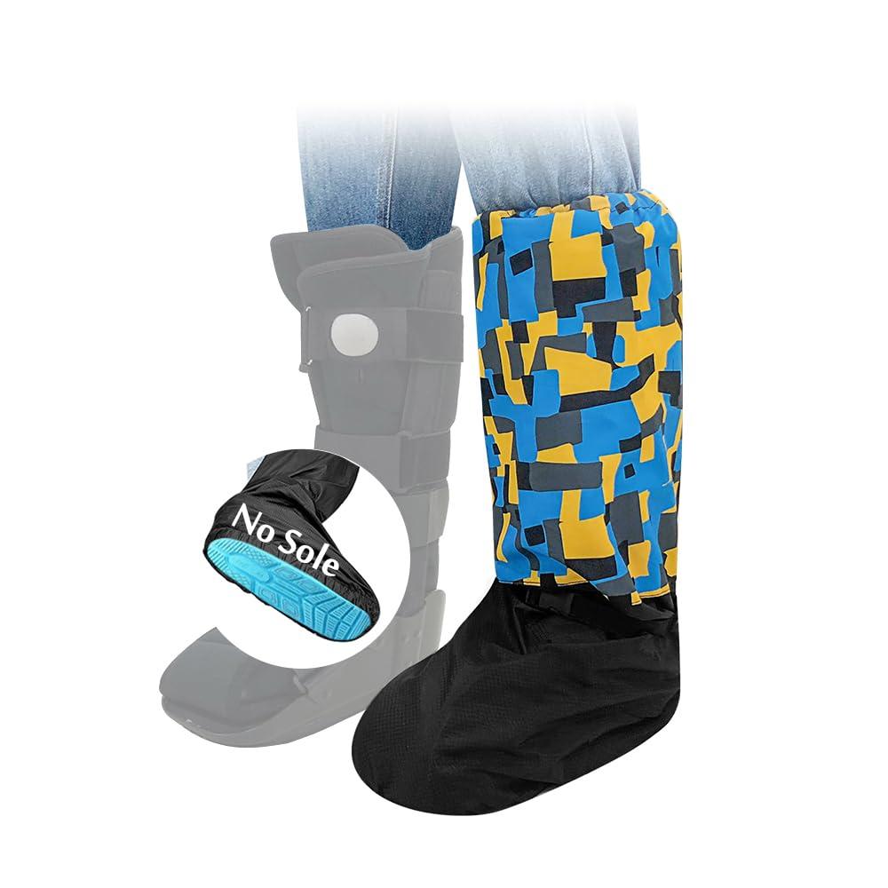 Mybow Tall Walking Boot Cover, Medical Fractured Foot Cast Protector, Orthopedic Walking Boot for Broken Ankle & Leg, Waterproof Outdoor Leg Recovery Walker Cover (No Sole) (Black)