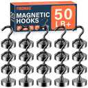 FINDMAG 20 Pack Magnetic Hooks, 50lbs Strong Magnetic Hooks Heavy Duty for Hanging, Magnets with Hooks for Cruise Cabin, Classroom, Office, Grill, Heavy Duty Magnetic Metal Hooks for Refrigerator